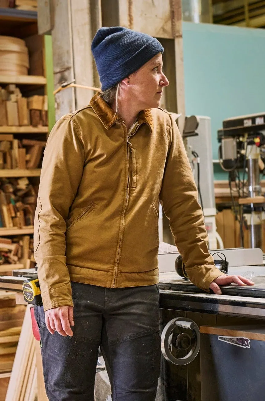 Old School Trucker Canvas Work Jacket in Vintage Brown