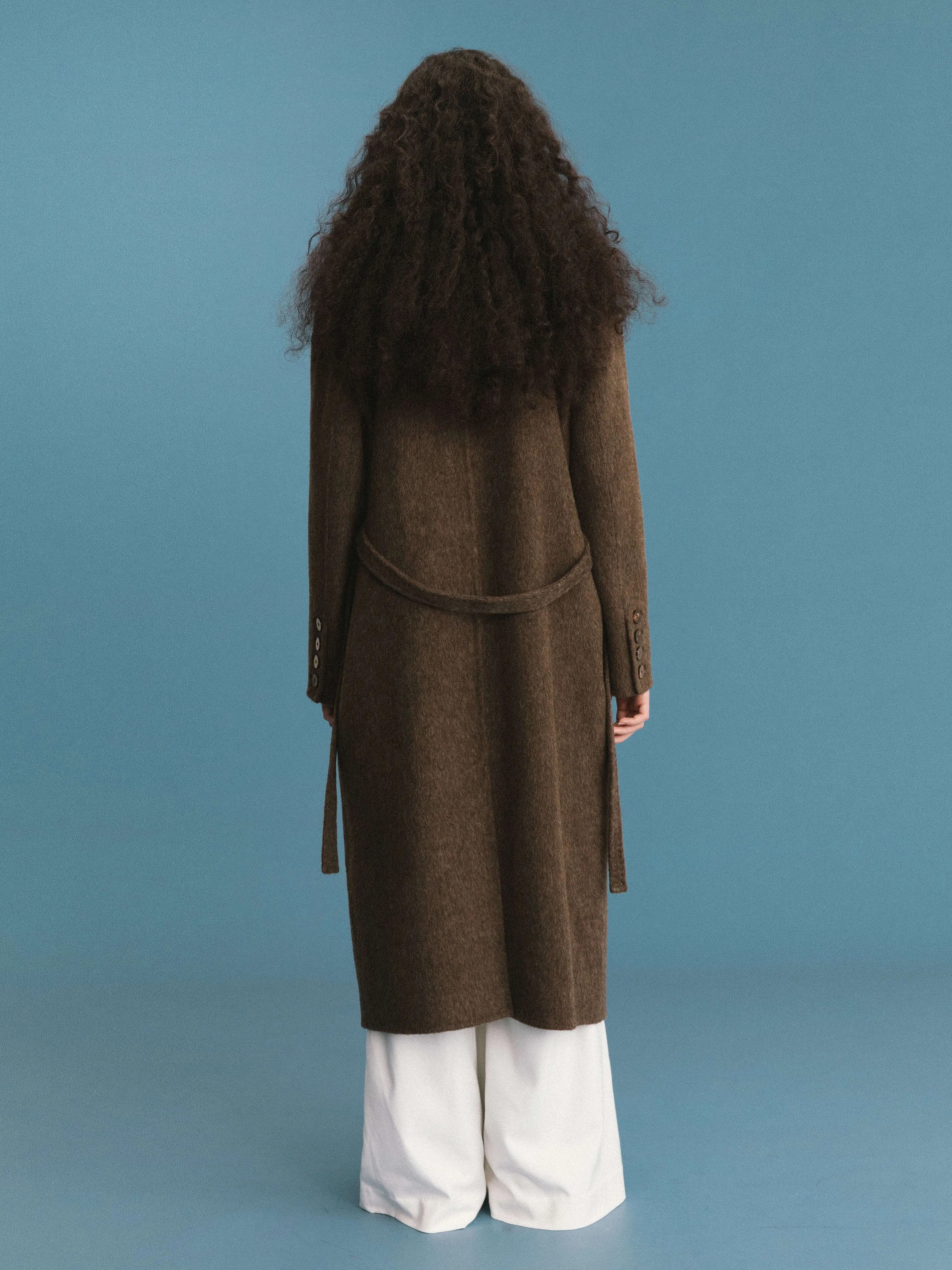 ONE BY CUBIC Straight Wool Blend Long Coat