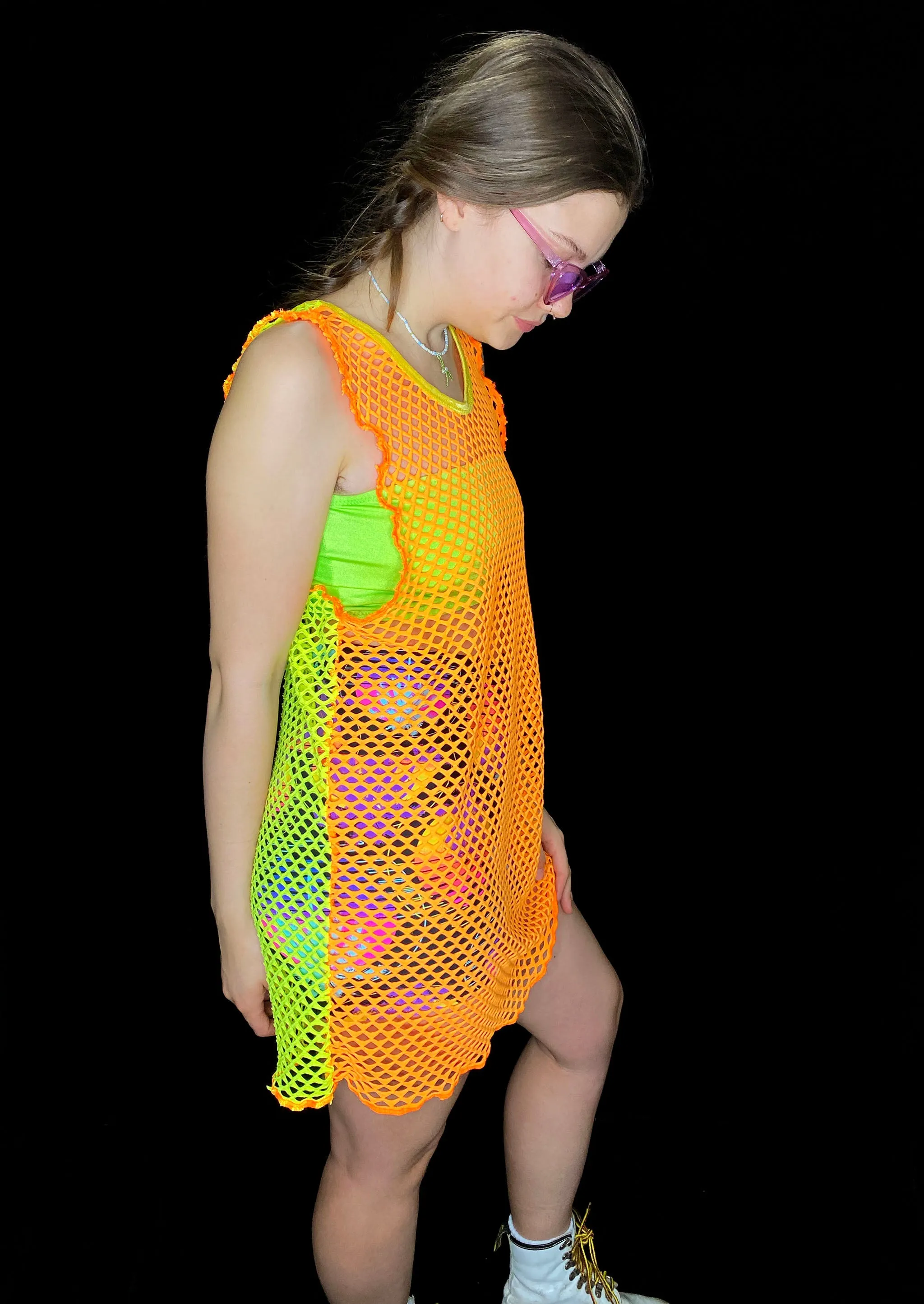 Orange & Yellow Fishnet Tank