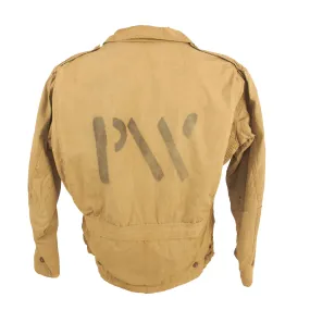 Original U.S. WWII M-1941 Field Jacket with Axis Prisoner of War PW Stenciled