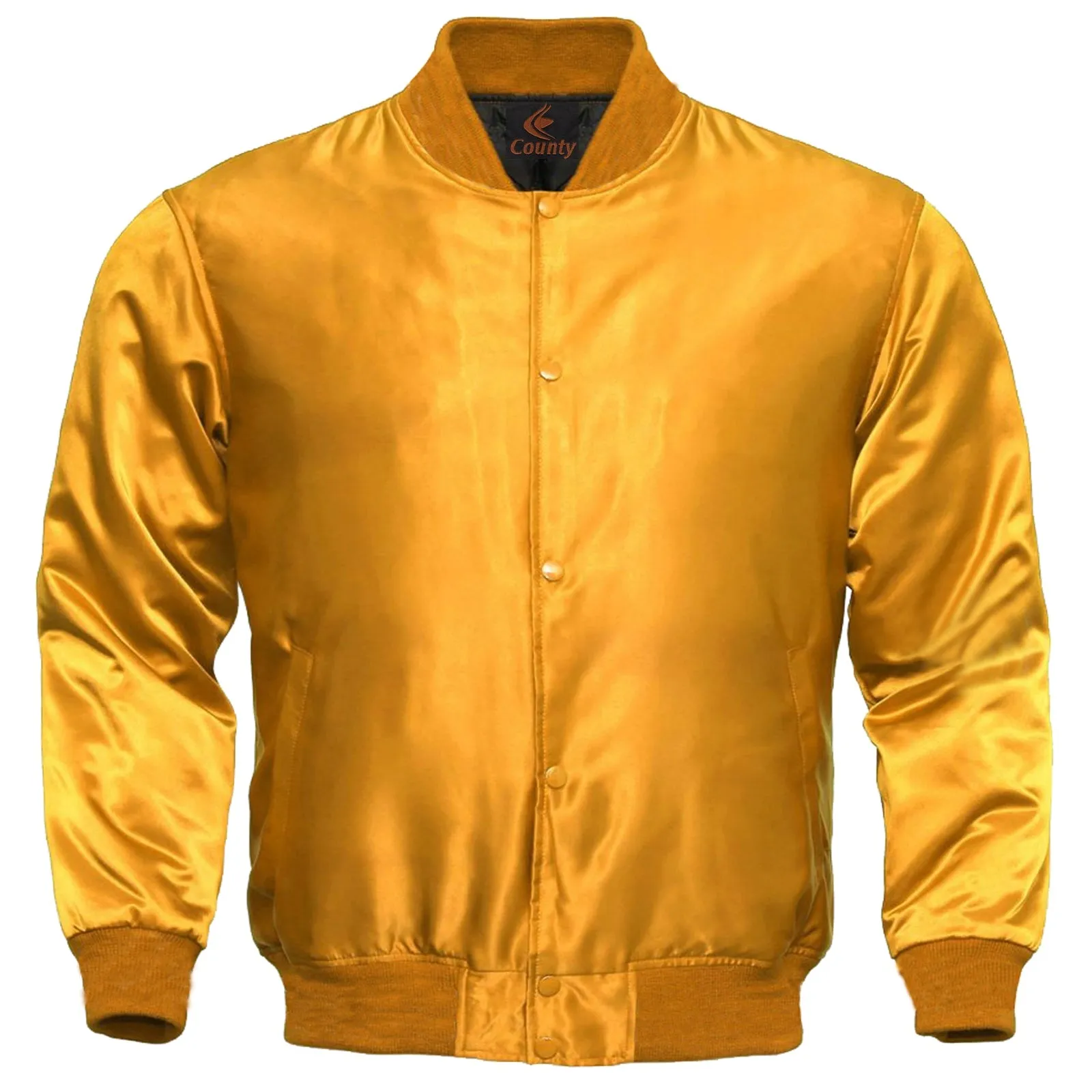 Personalized Varsity Jacket Golden Satin Jacket Mens Letterman Jacket