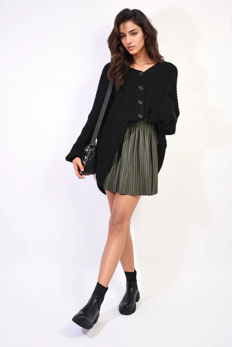 Pleated High Waist Mini Skirt