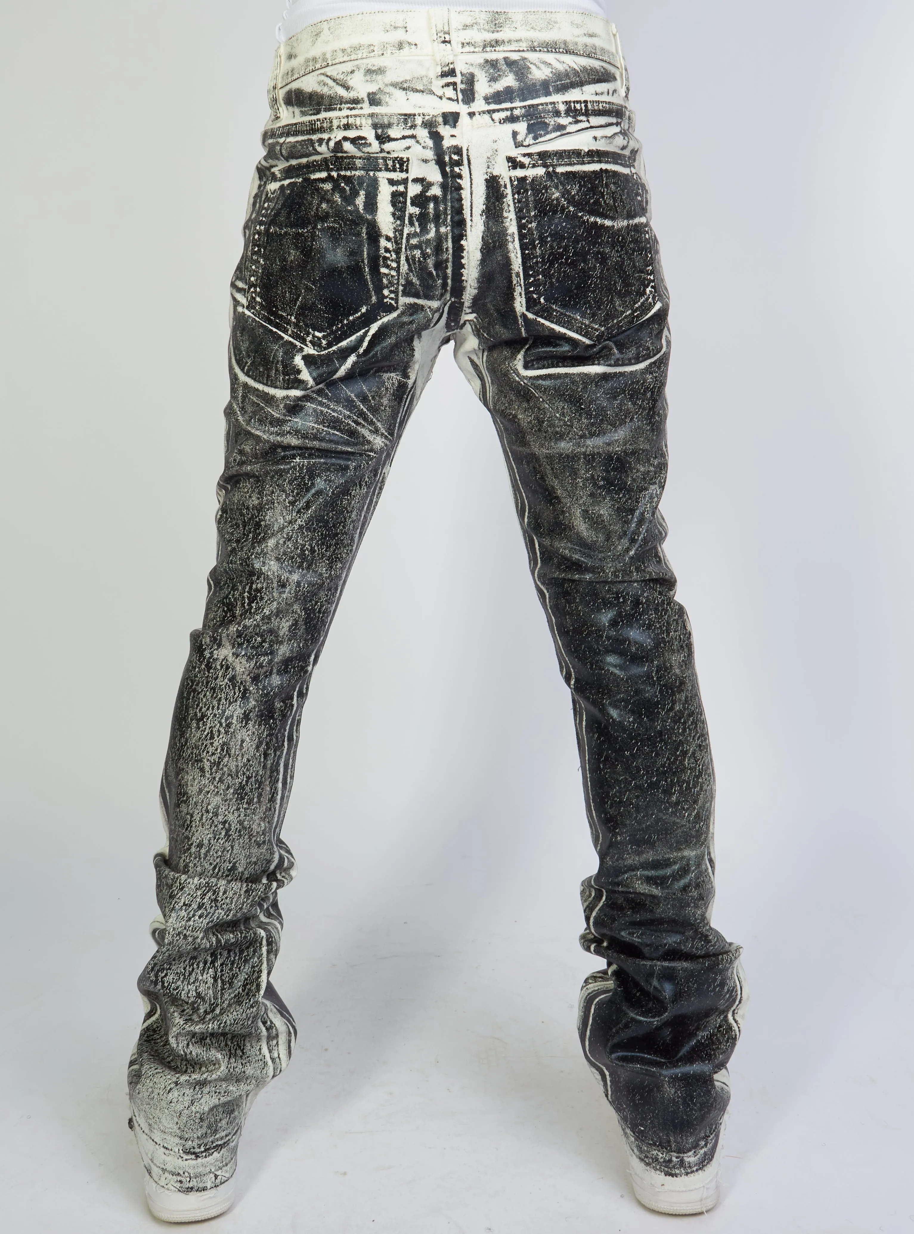 Politics - Stacked Metallic Printed Denim Cobray502 - Black