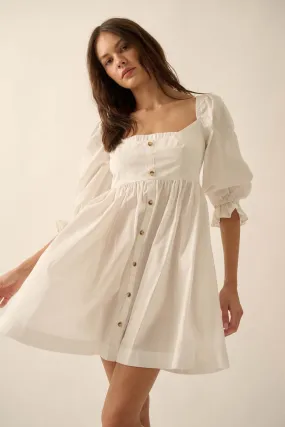 Pure Infatuation Puff-Sleeve Babydoll Mini Dress