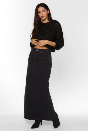 Quinta Faded Black Denim Skirt