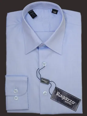 Ragazzo 16988 Boy's Dress Shirt - Tonal Herringbone - Sky Blue