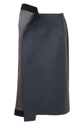 RAW FINISH WRAP PENCIL SKIRT | GREY