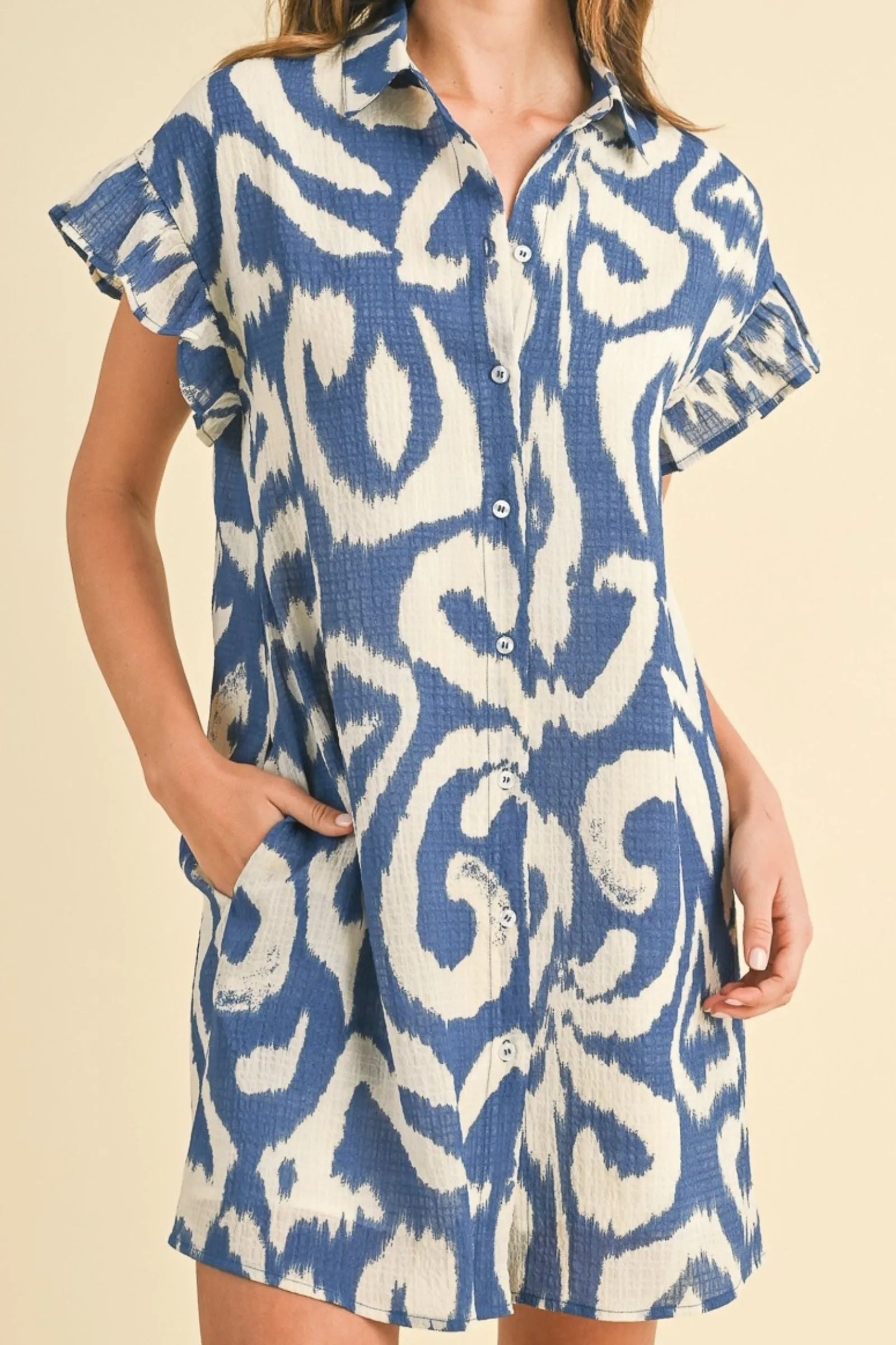 Royal Abstract Shirt Dress