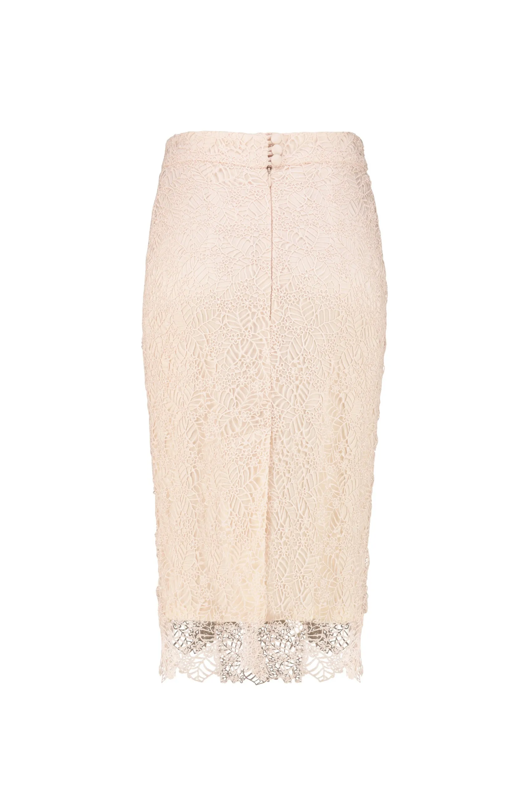 RUBIA PINK-HUED LACE PENCIL SKIRT