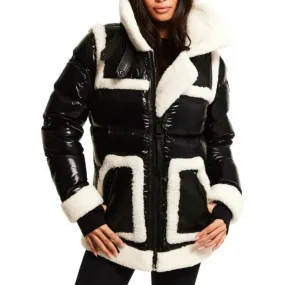 Sam Sadie Shearling-Trimmed Puffer Coat