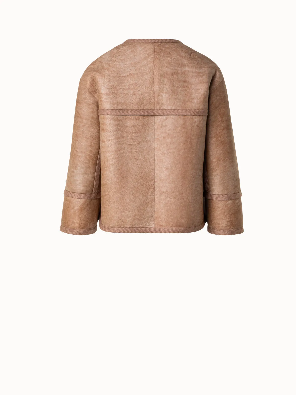 Short Shearling Jacket with A-line Cut