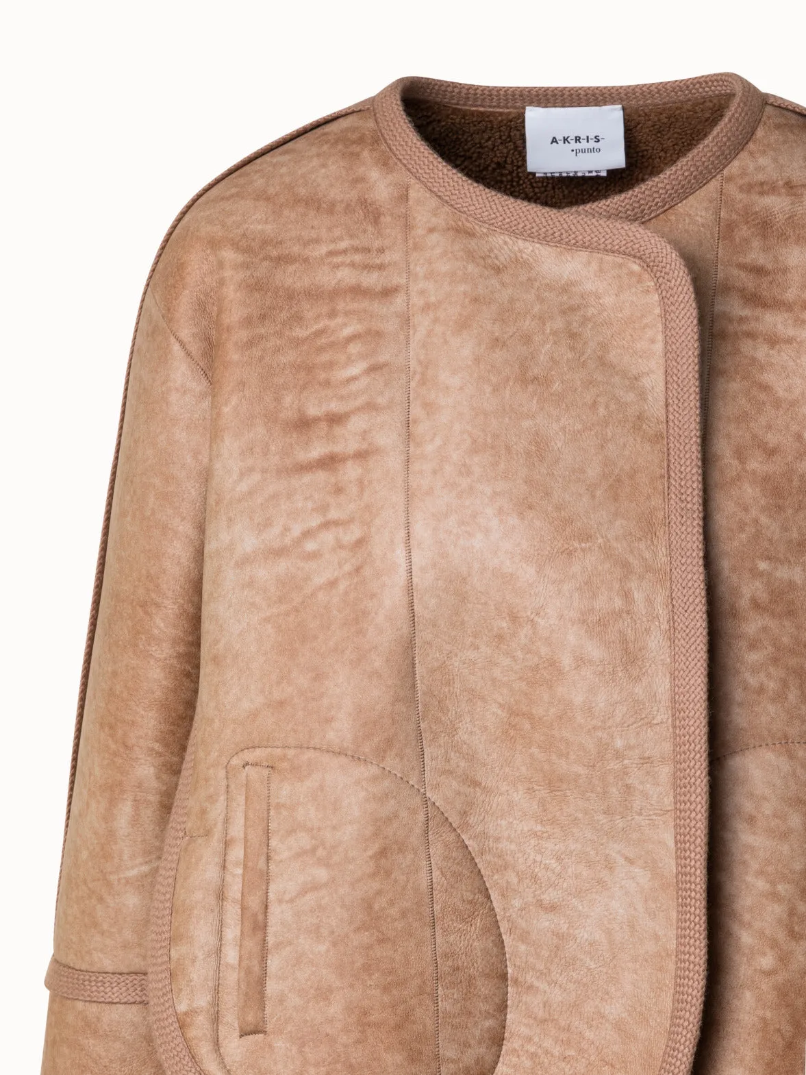 Short Shearling Jacket with A-line Cut