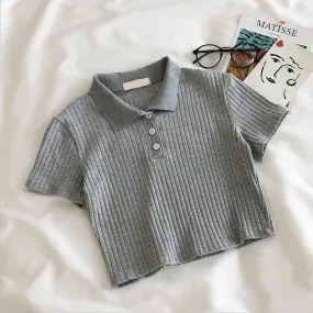 Short Sleeve Collar Button T-Shirt