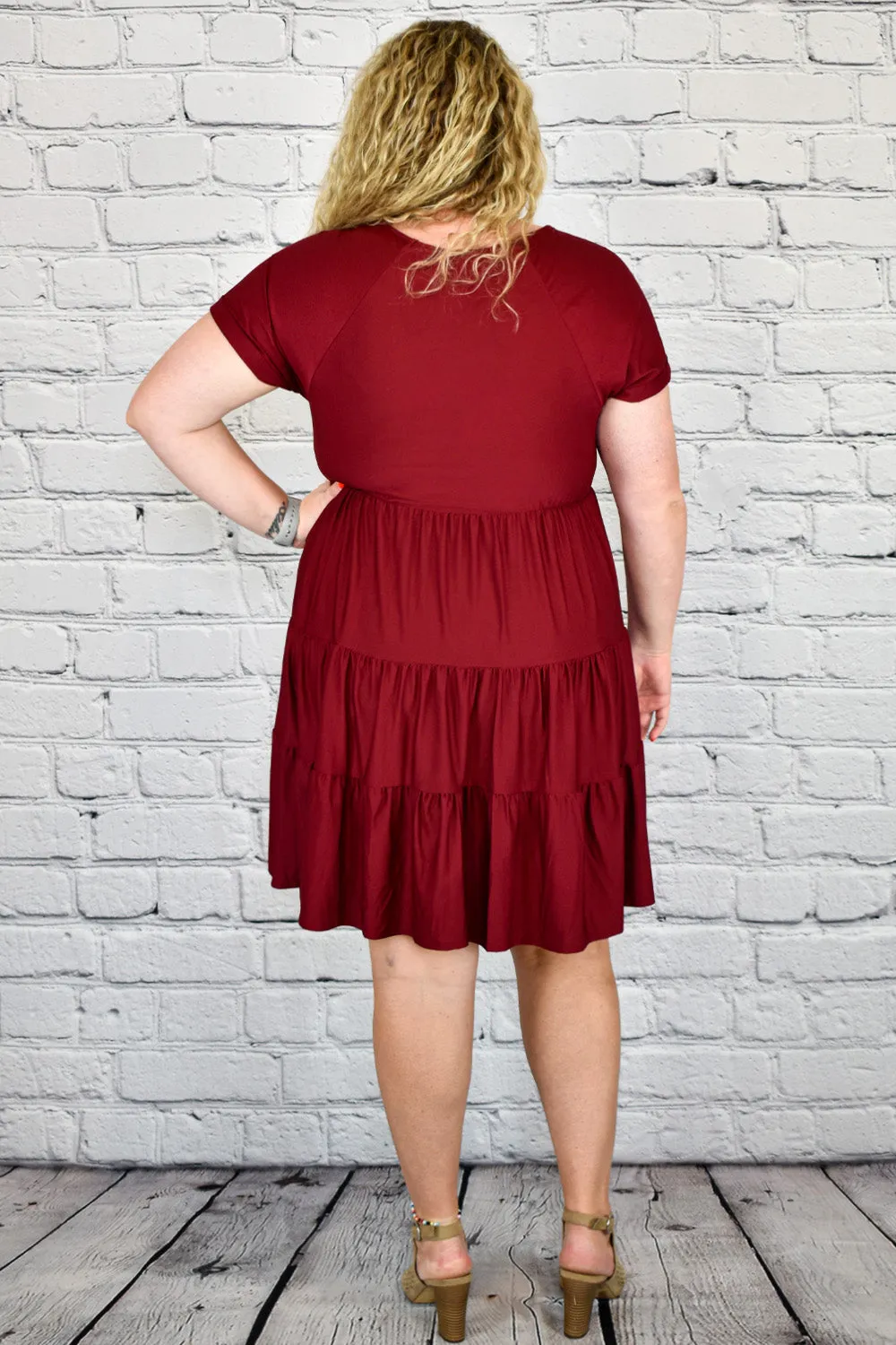 Short Sleeve Tiered Babydoll Dress in Plus by Umgee Clothing