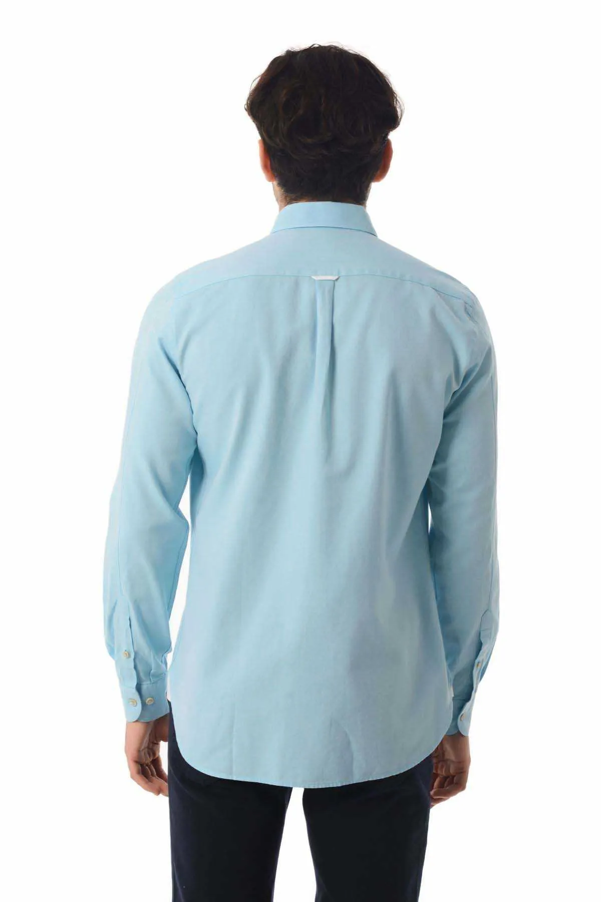 Slim Fit Long Sleeve Cotton Mint Casual Shirt