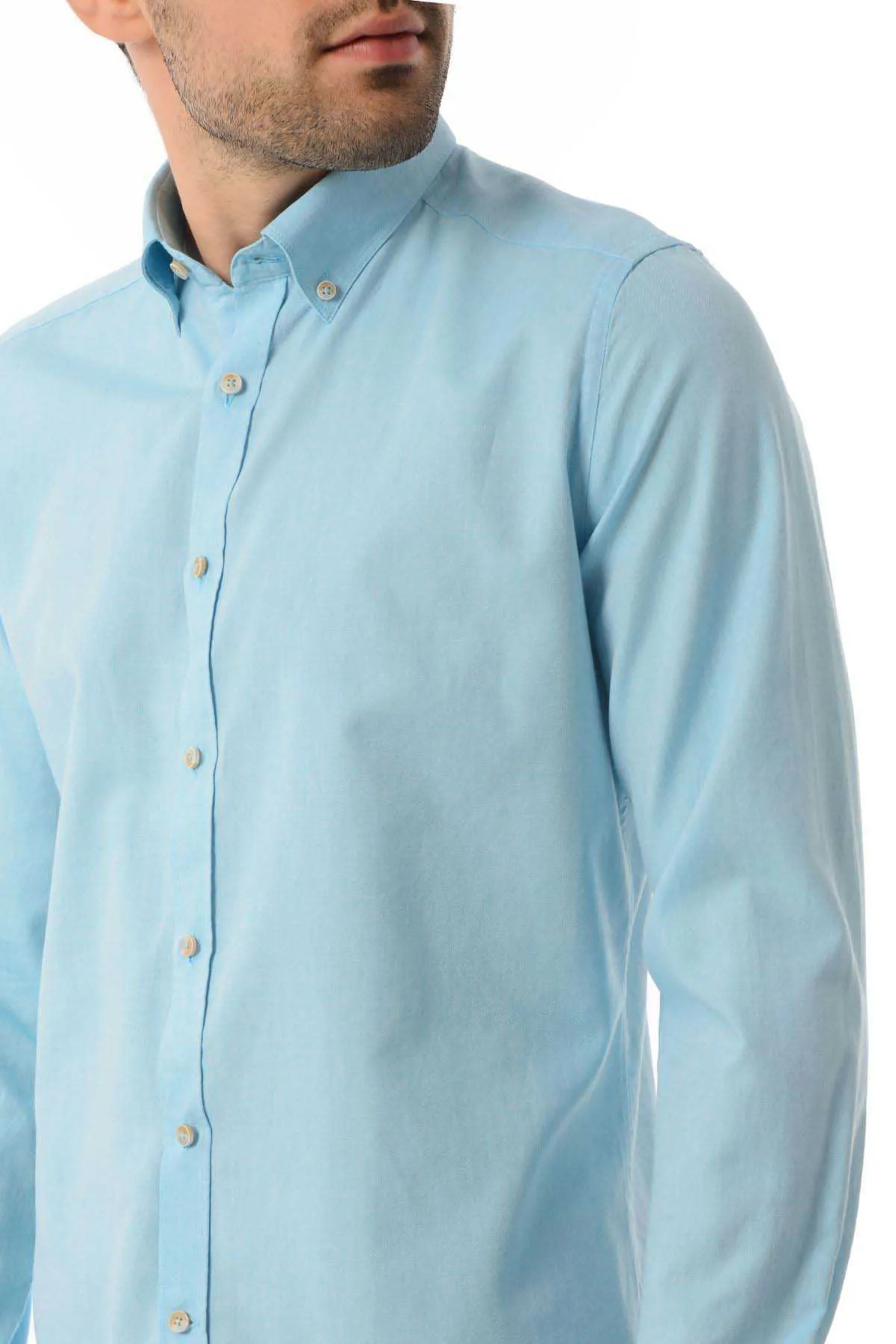 Slim Fit Long Sleeve Cotton Mint Casual Shirt