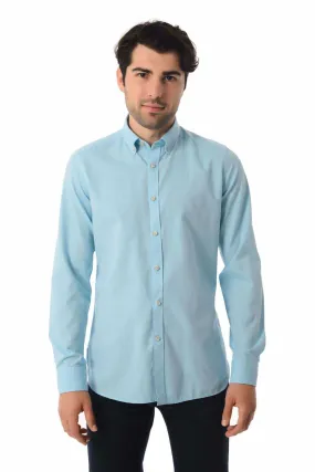 Slim Fit Long Sleeve Cotton Mint Casual Shirt