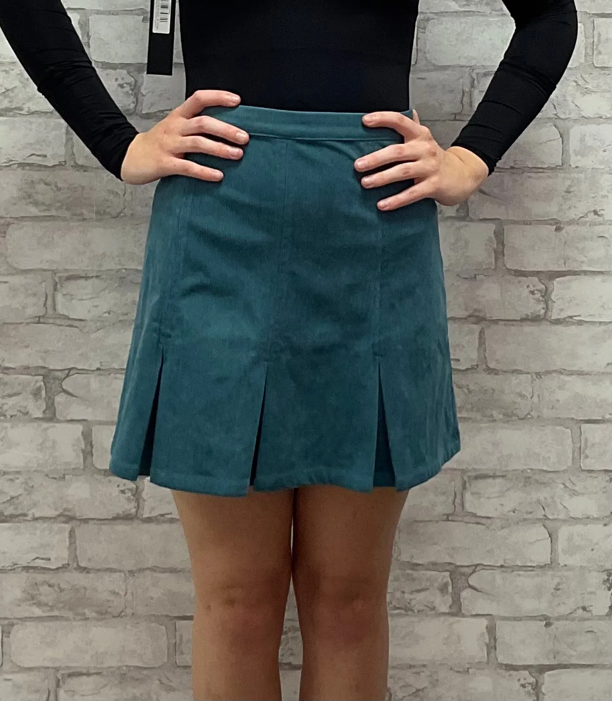 Soft Pleated Corduroy Mini Skirt