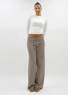 Soft striped pants crème/chocolate brown (tall)