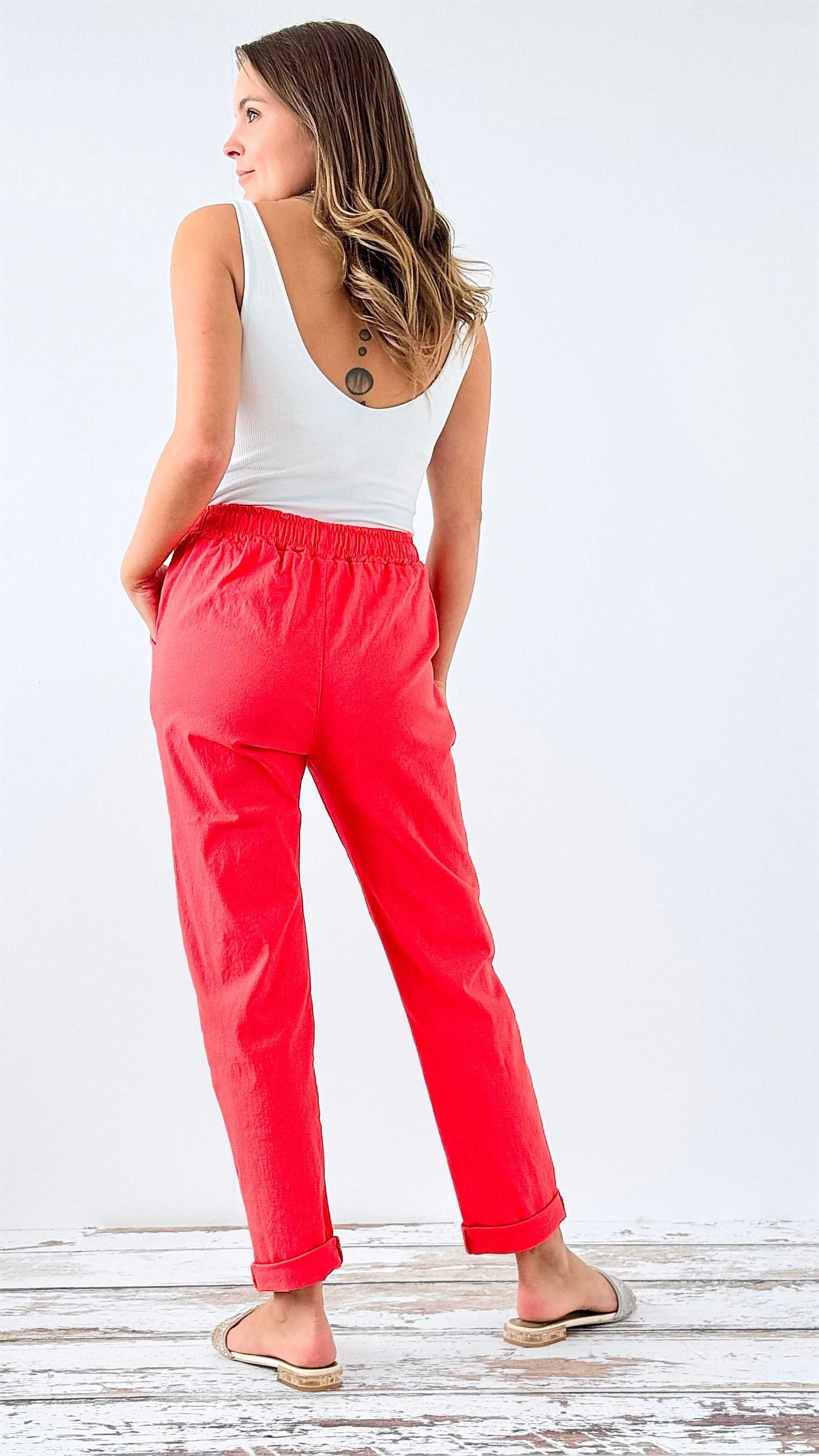 Spring Italian Jogger Pant -  Coral