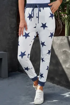 Star Print Drawstring Detail Joggers