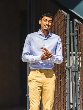 Striped Cotton Dress Shirt - Pastel Blue & Pink