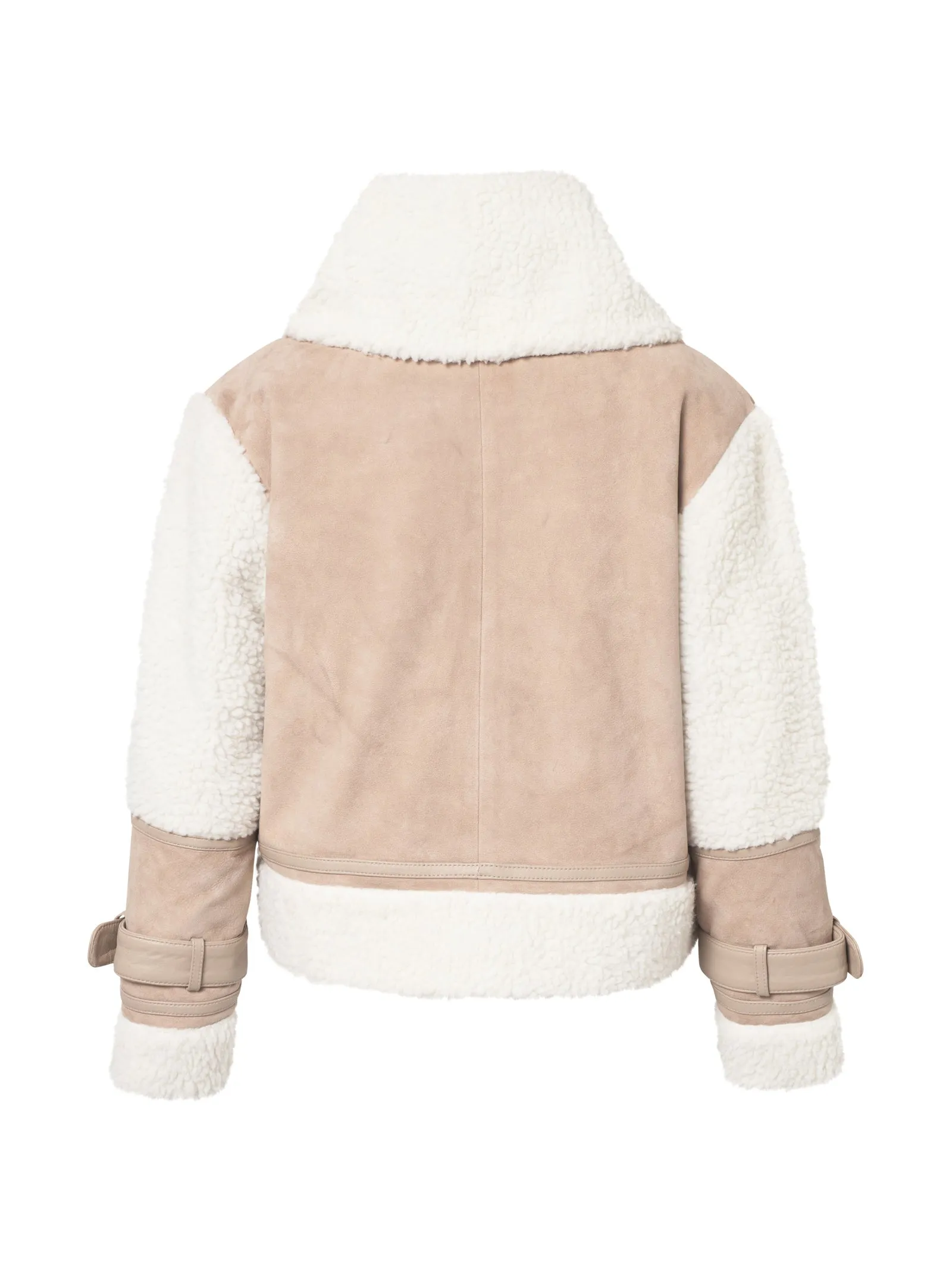 Suede Shearling Funnel Neck Jacket