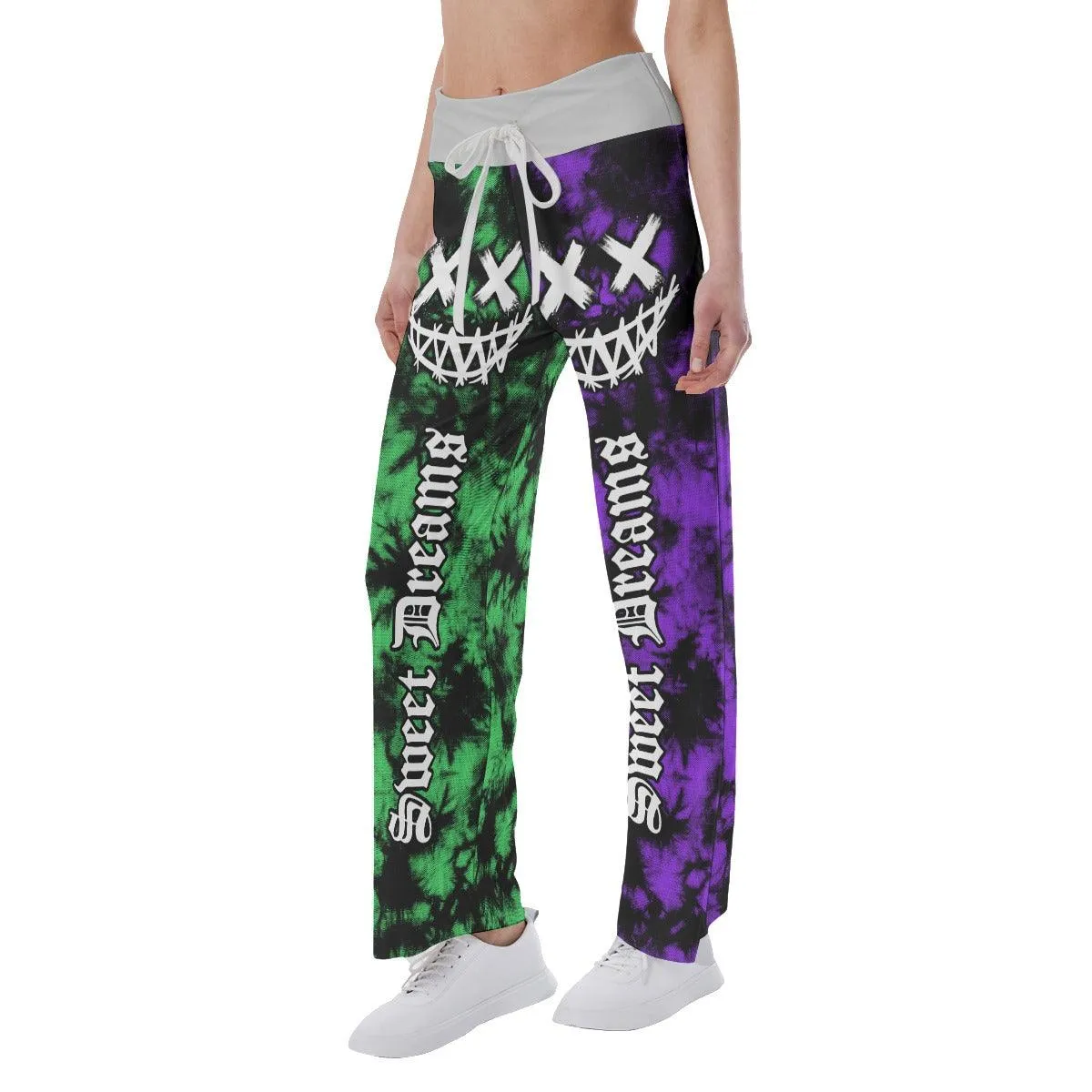 Sweet Dream Half Blue Purple High-waisted Wide Leg Pants