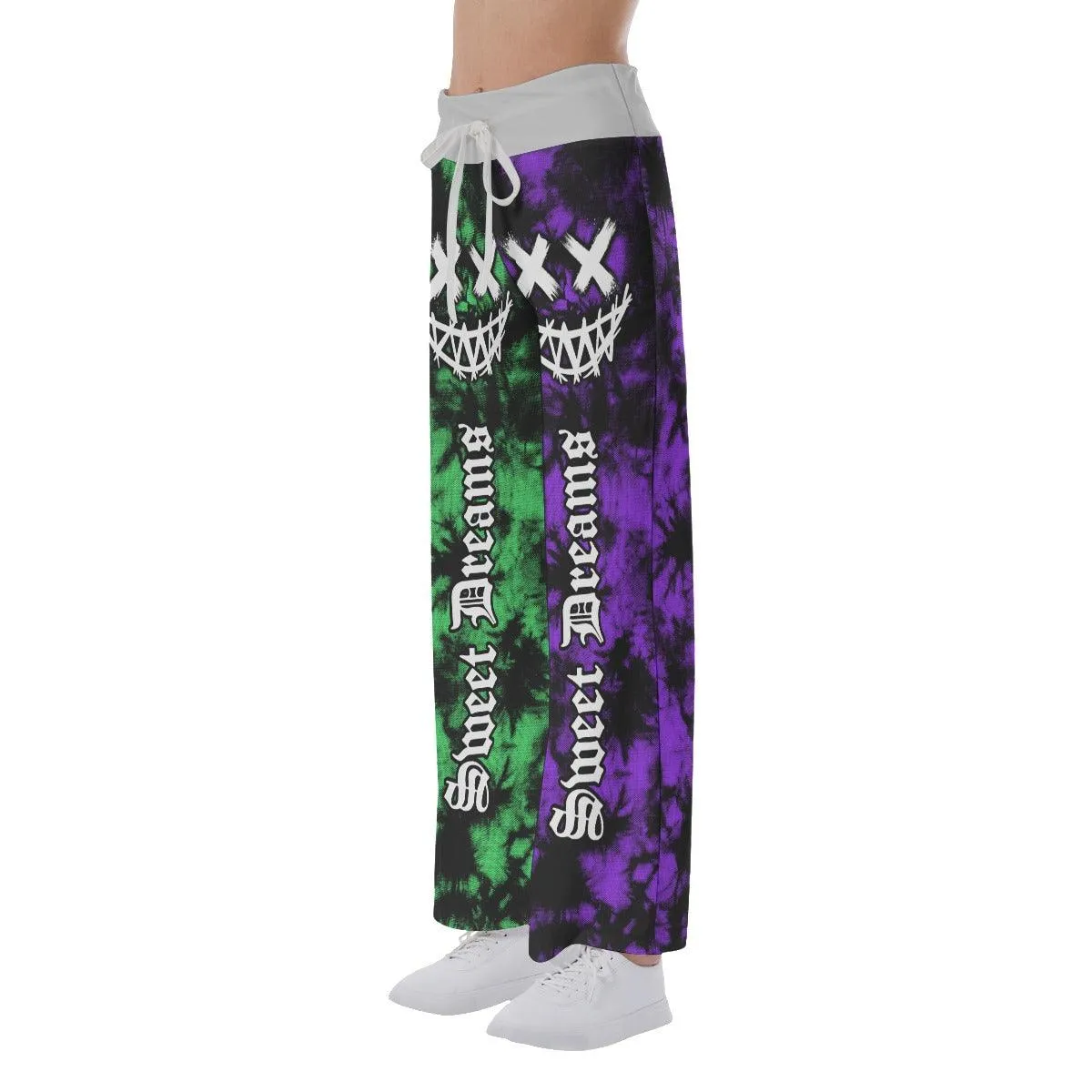 Sweet Dream Half Blue Purple High-waisted Wide Leg Pants