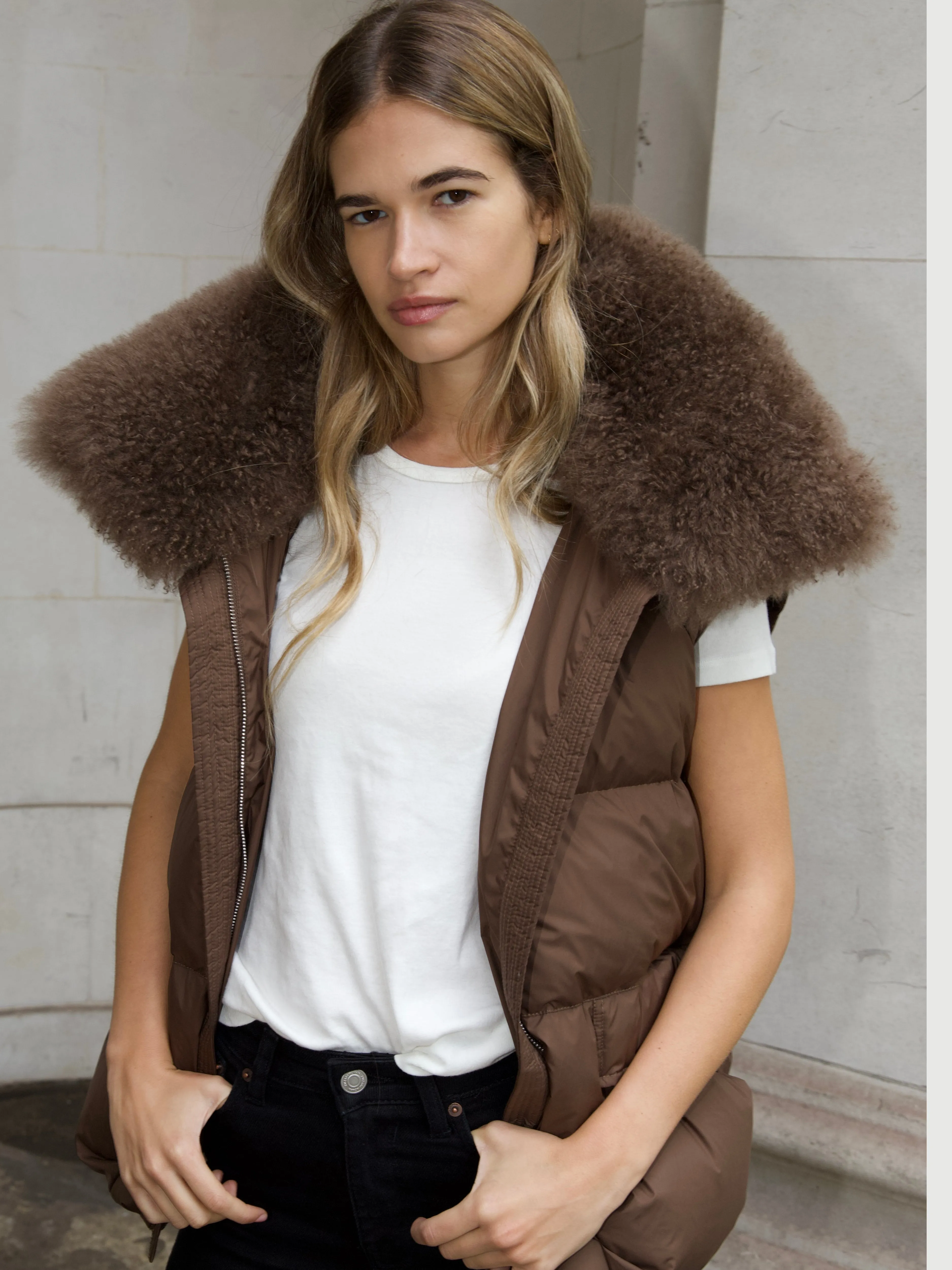 The Freja Puffer Jacket and Vest Brown