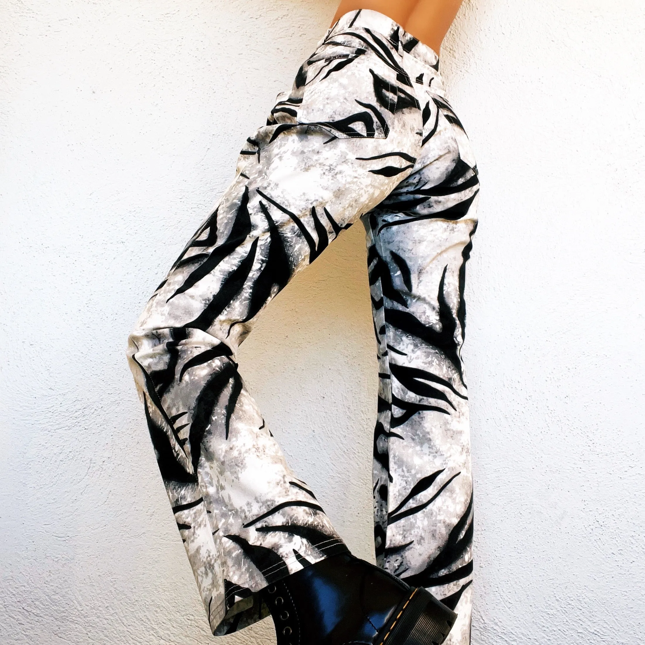 Tiger Striped Flare Pants