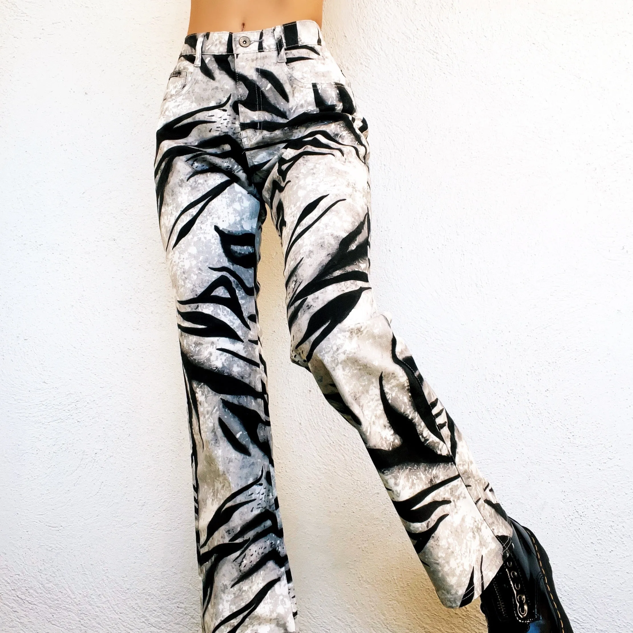 Tiger Striped Flare Pants