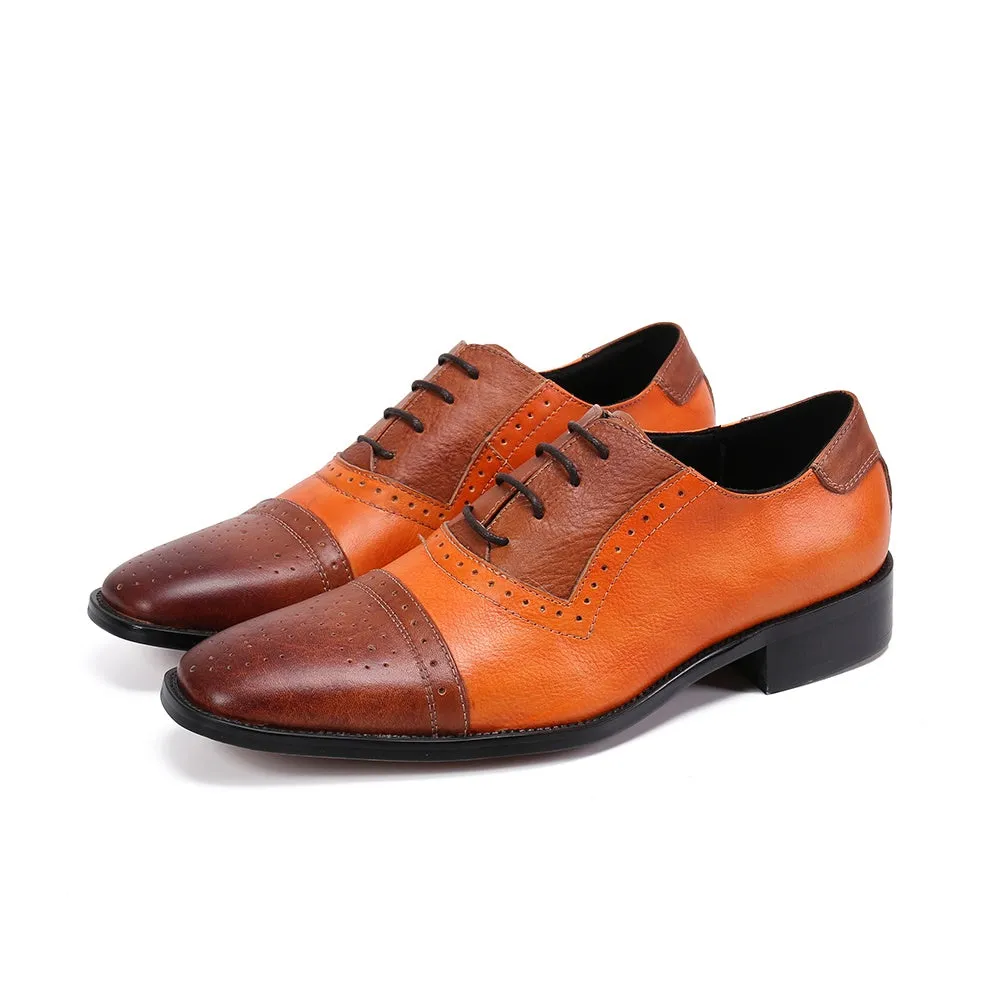 Two Tones Breathable Captoe Oxfords for Men