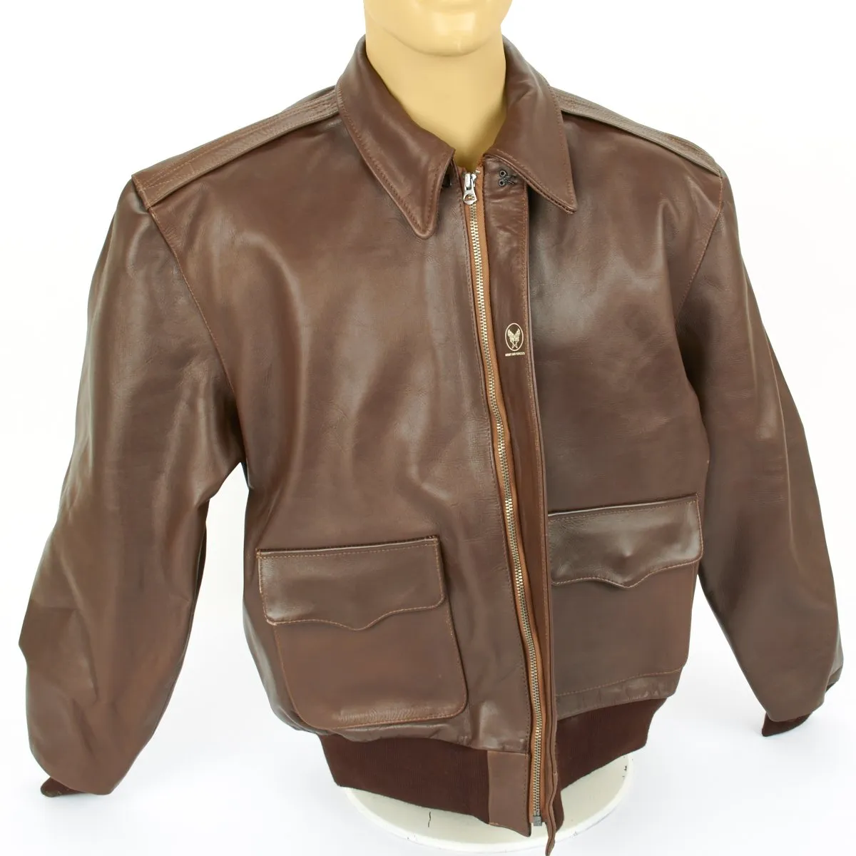 U.S. WWII Army Air Force USAAF Type A-2 Flight Jacket- Genuine Russet Brown Leather