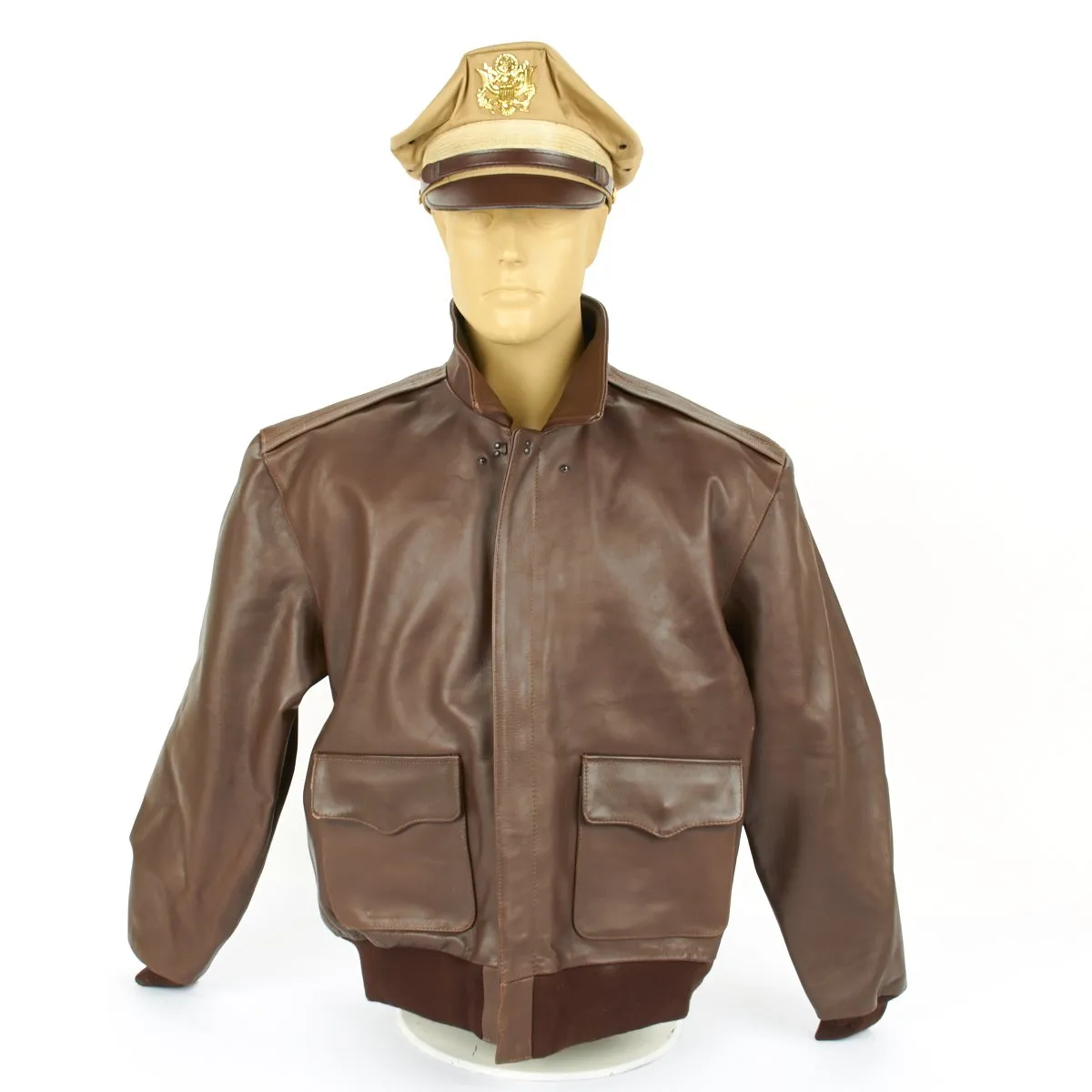 U.S. WWII Army Air Force USAAF Type A-2 Flight Jacket- Genuine Russet Brown Leather