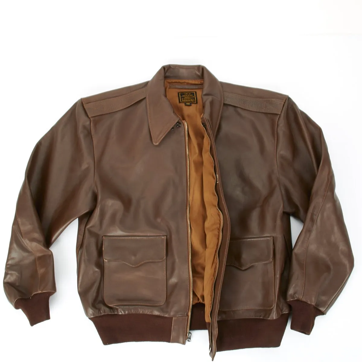 U.S. WWII Army Air Force USAAF Type A-2 Flight Jacket- Genuine Russet Brown Leather