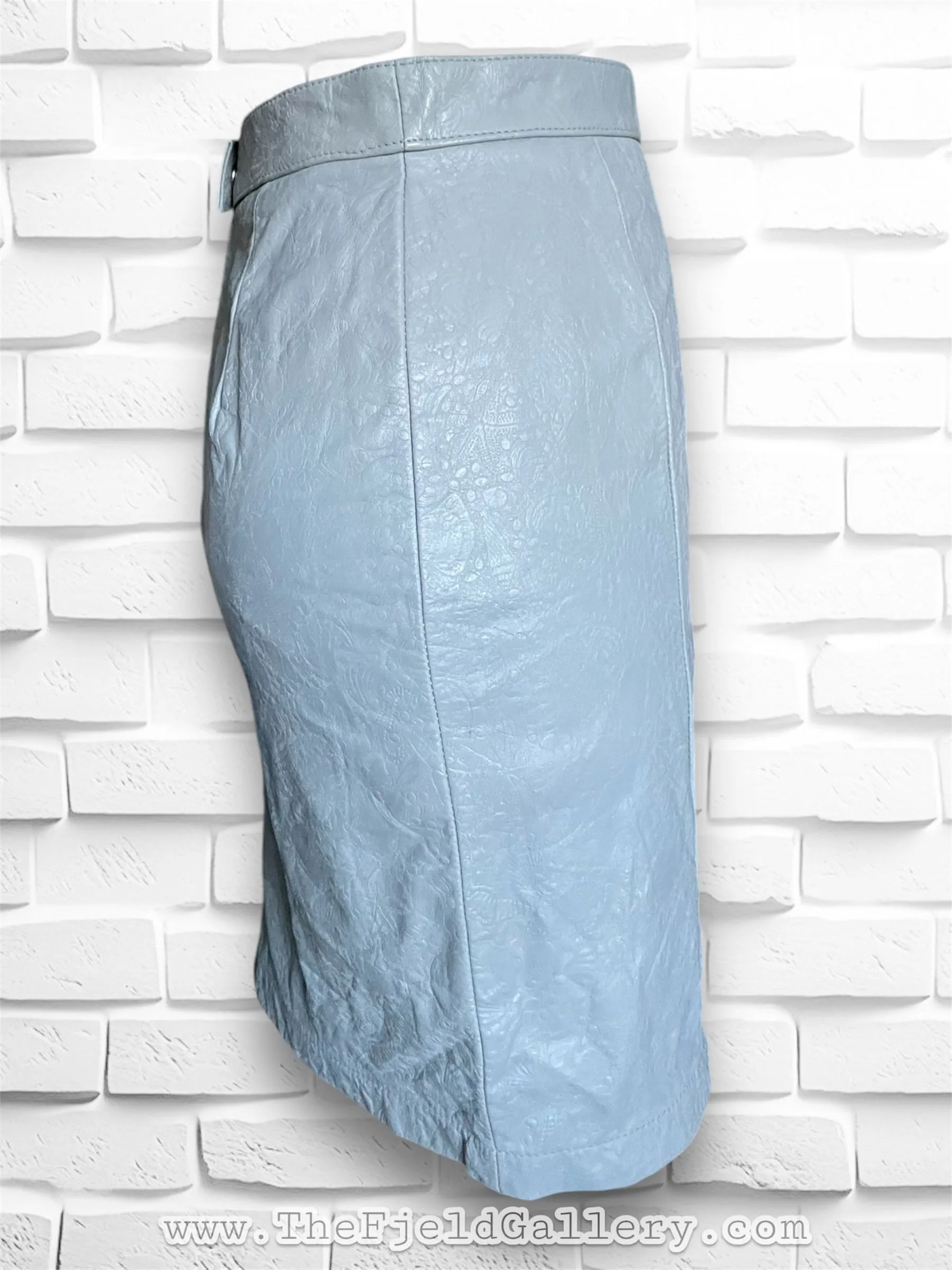 Vintage 1980’s Embossed Grey Leather Mini Pencil Skirt