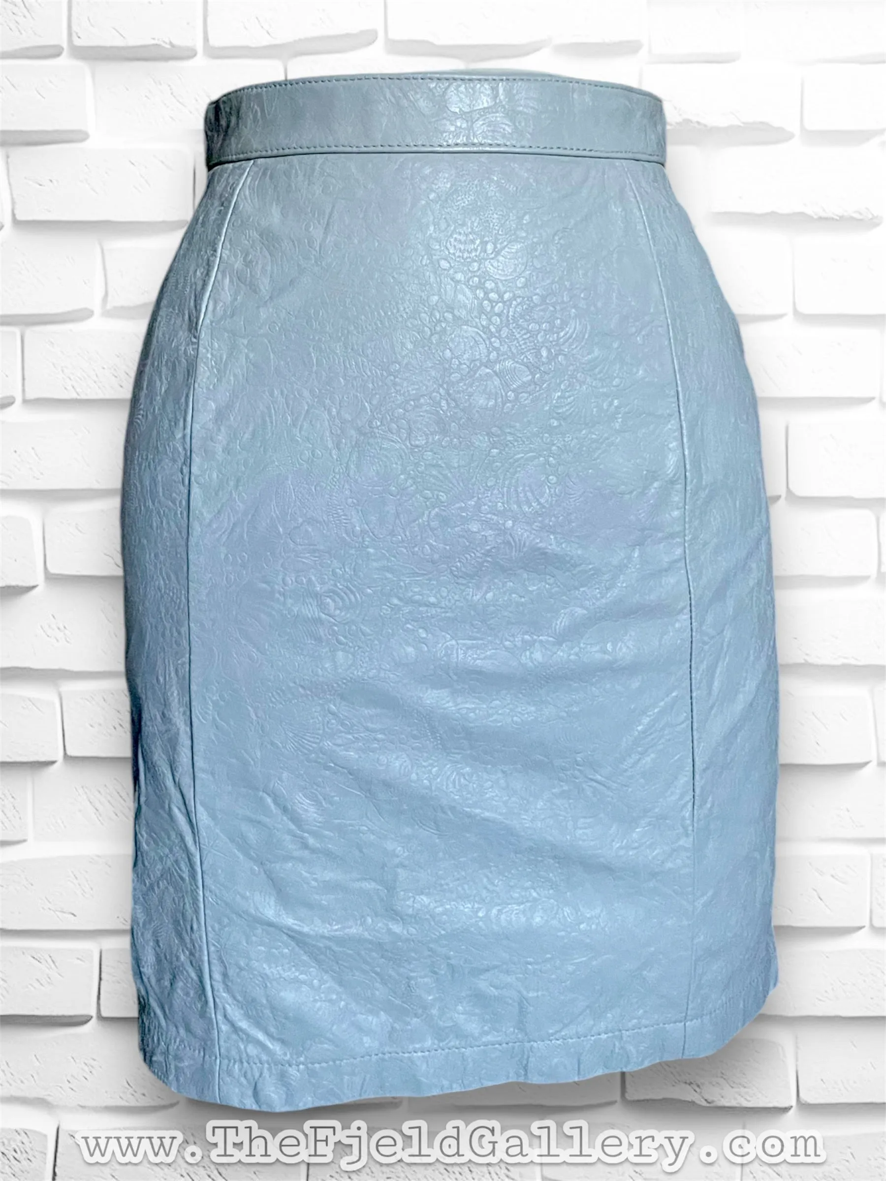 Vintage 1980’s Embossed Grey Leather Mini Pencil Skirt