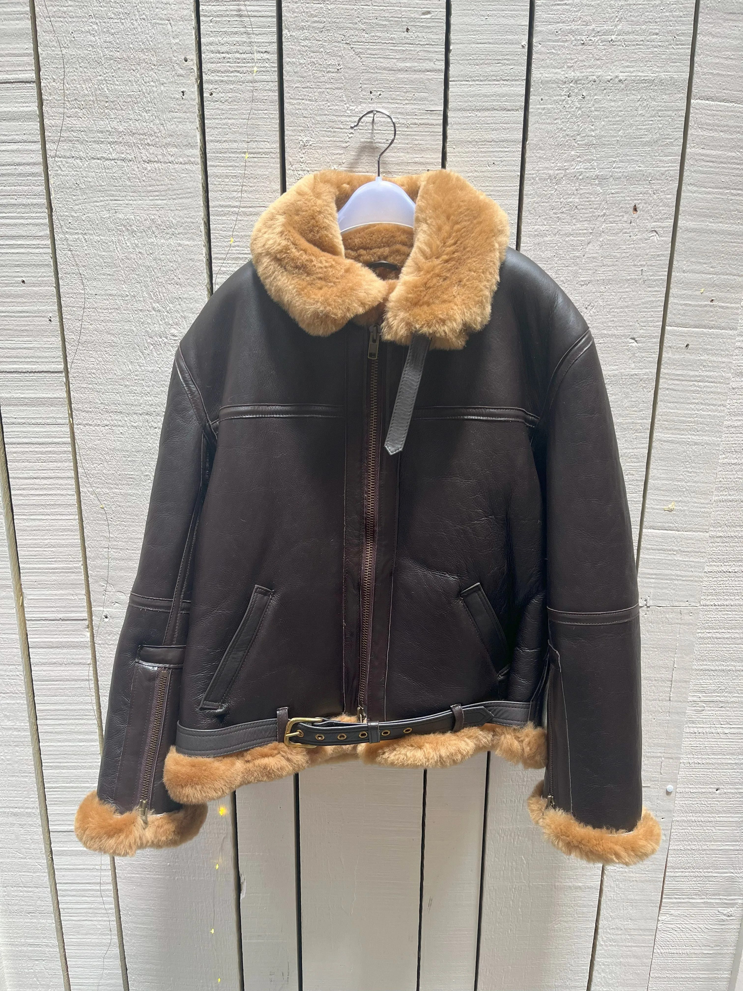 Vintage Greycar RAF Brown Shearling flying  Jacket, Made in England, Chest 46” SOLD