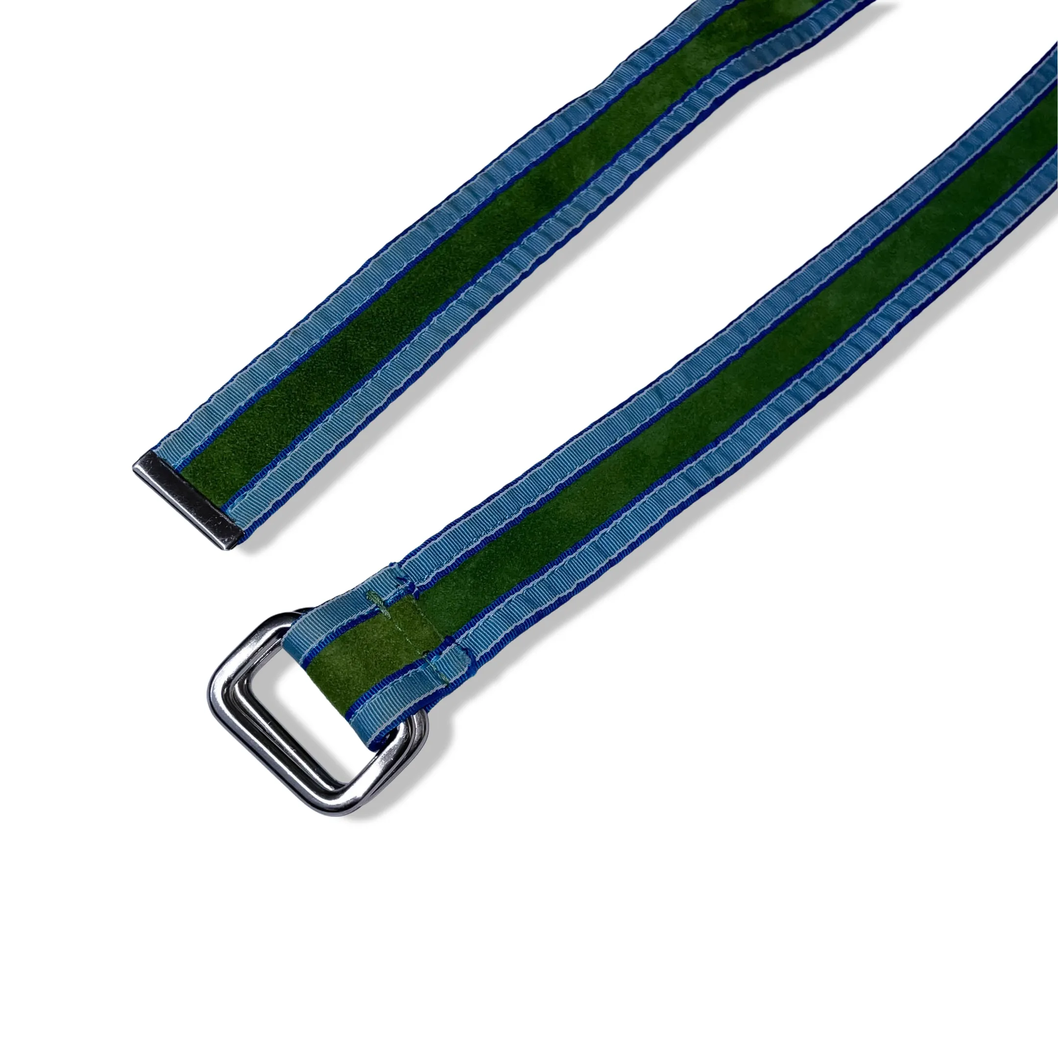 Vintage multi stripe blue and green elastic belt