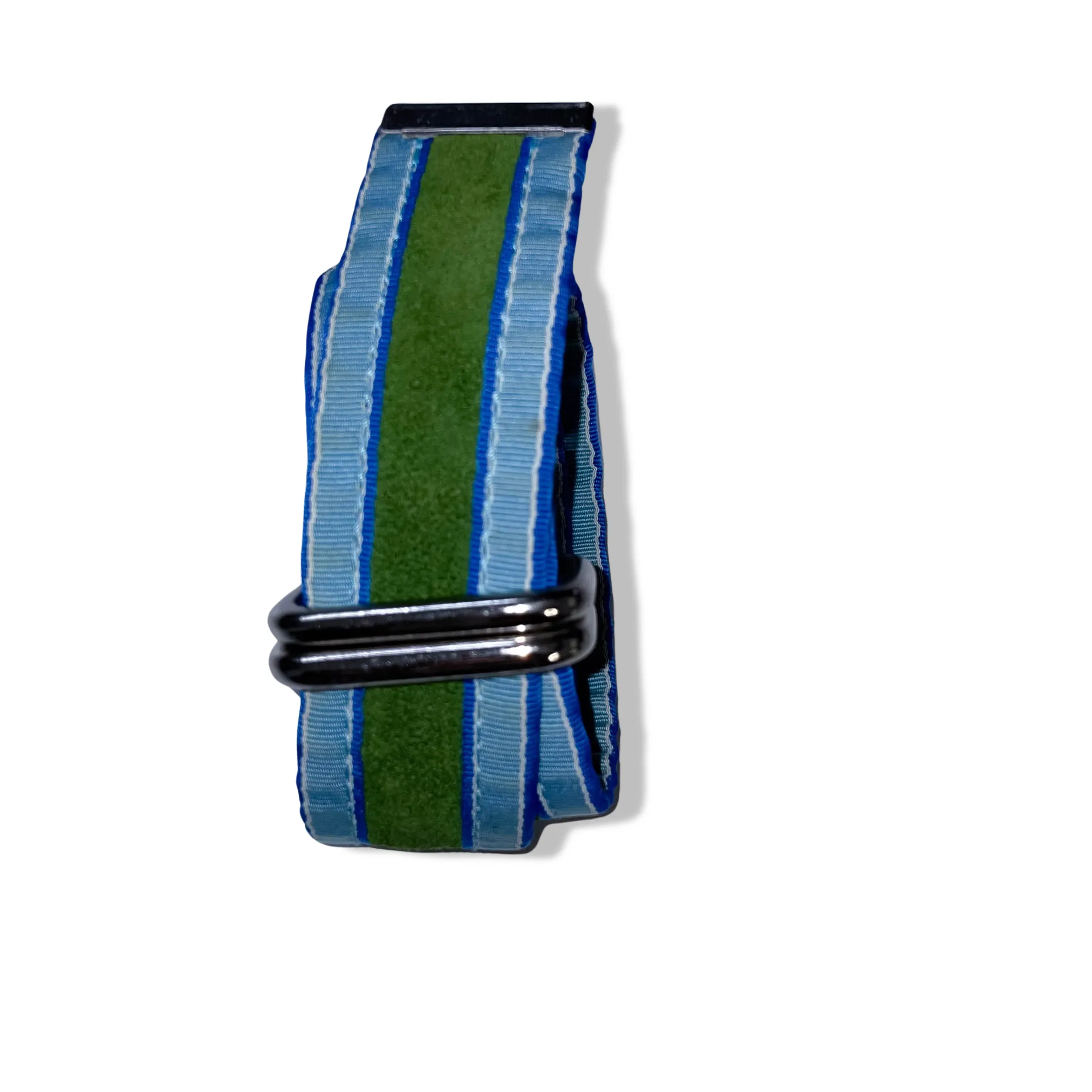 Vintage multi stripe blue and green elastic belt