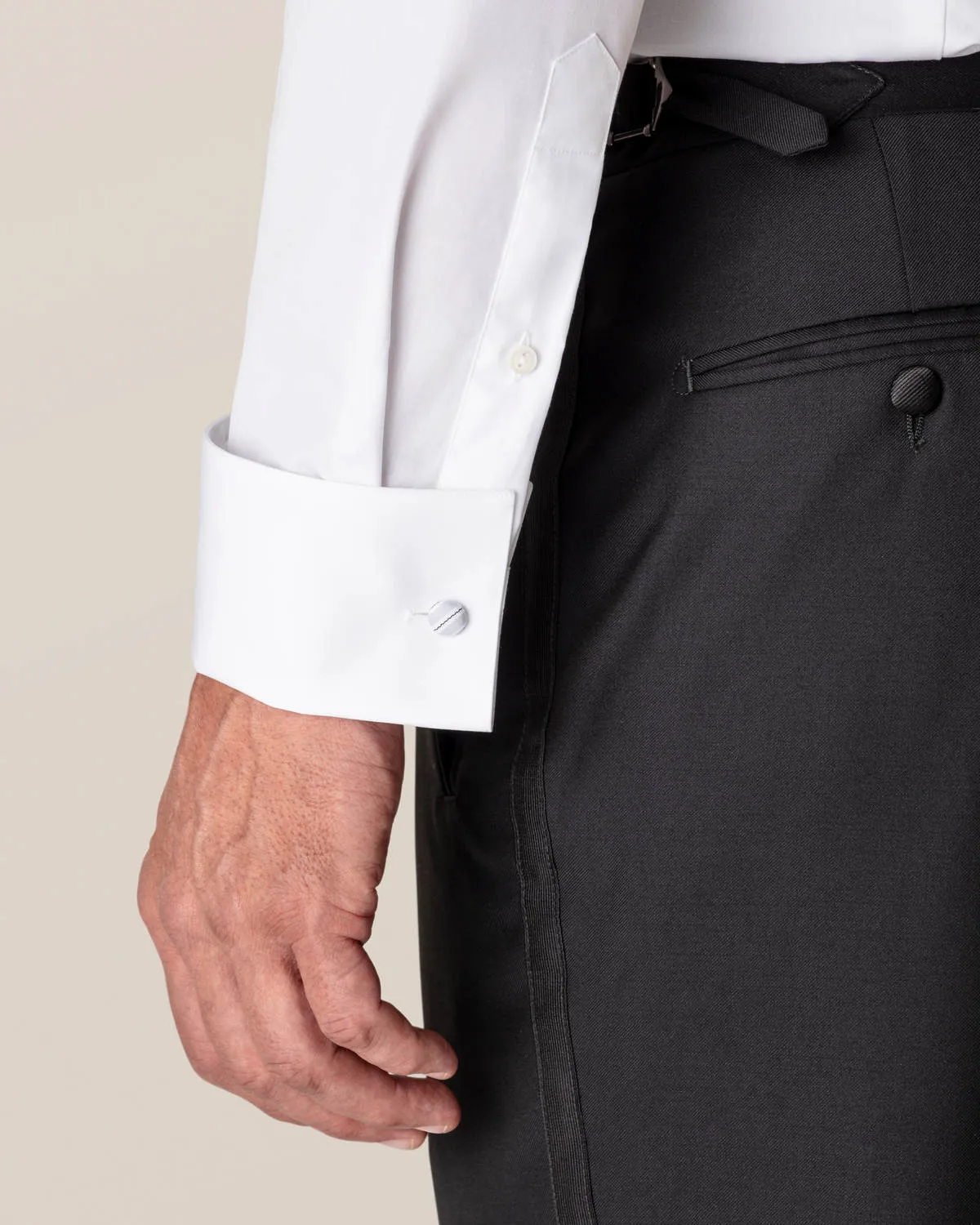 White Plissé Tuxedo Shirt- Classic Fit