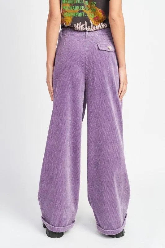 Wide Leg Corduroy Pants With Pockets