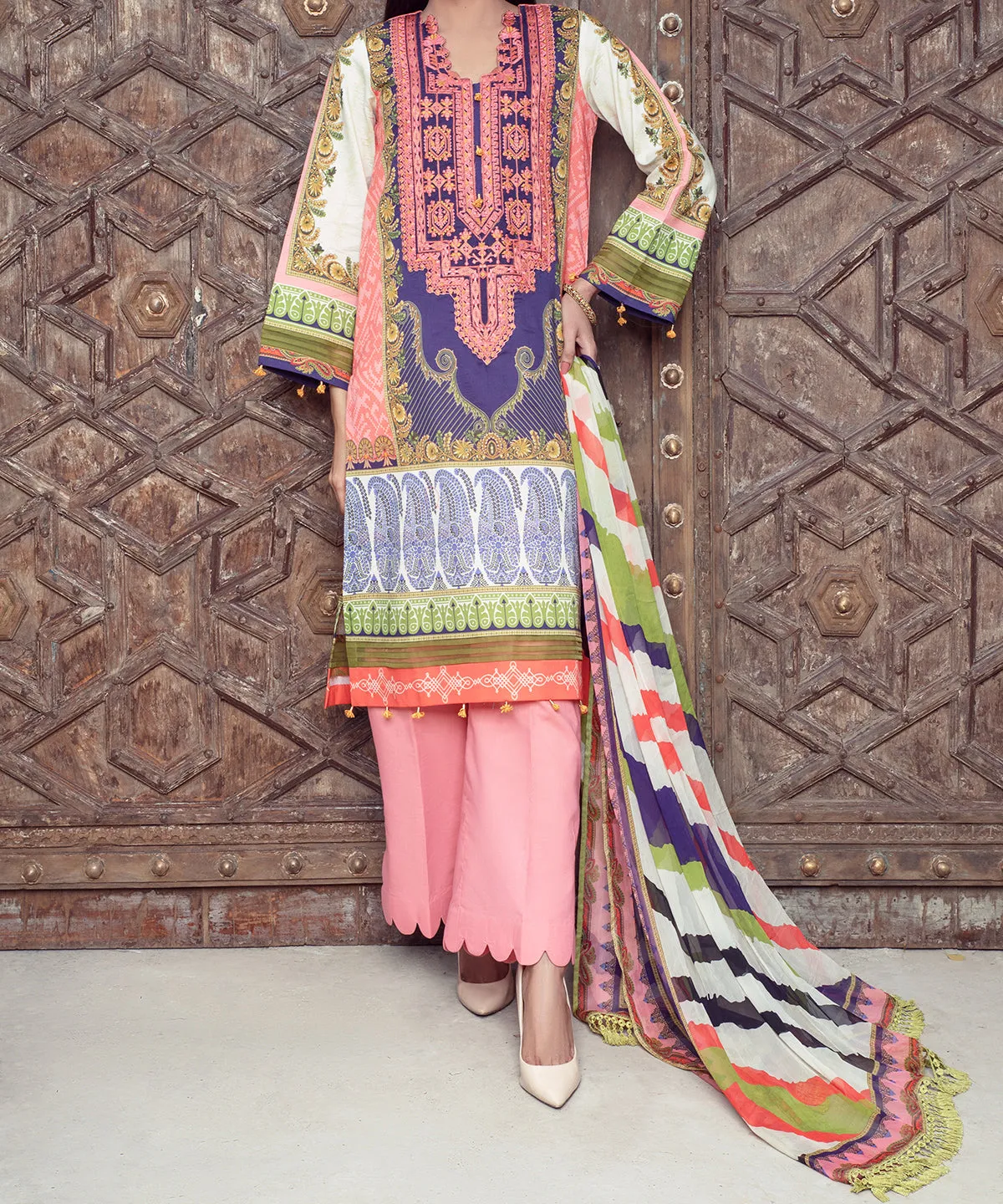 Women "SABIRA" Digital Printed Embroidered Unstitched Suit