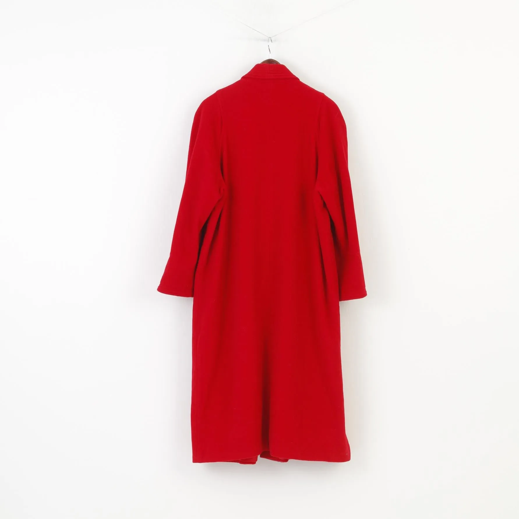 Wool-Cashmere Woman 10 XXL Coat Red Collar Finest Quality Wool Open Front Vintage Oversize Top