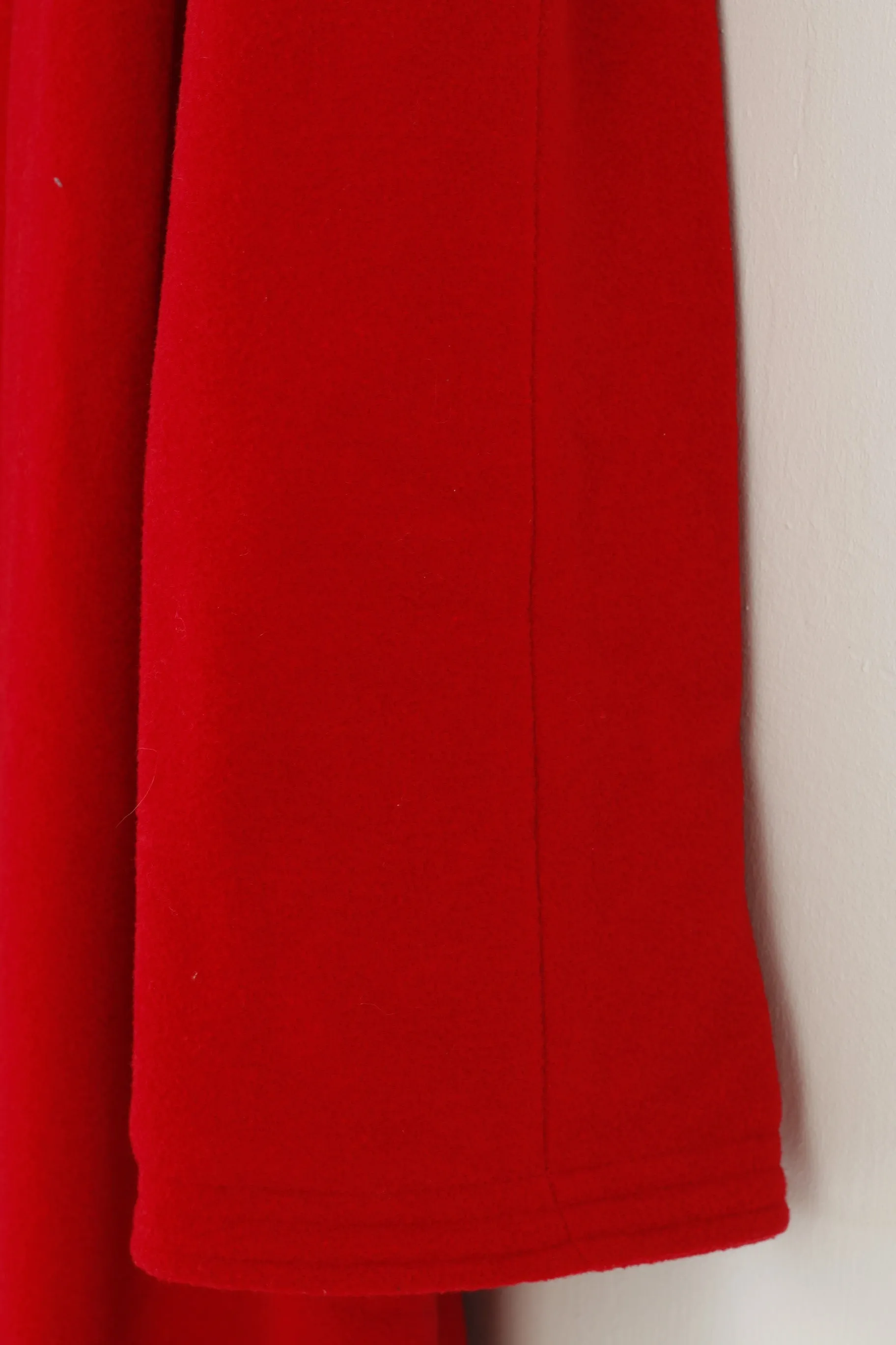 Wool-Cashmere Woman 10 XXL Coat Red Collar Finest Quality Wool Open Front Vintage Oversize Top