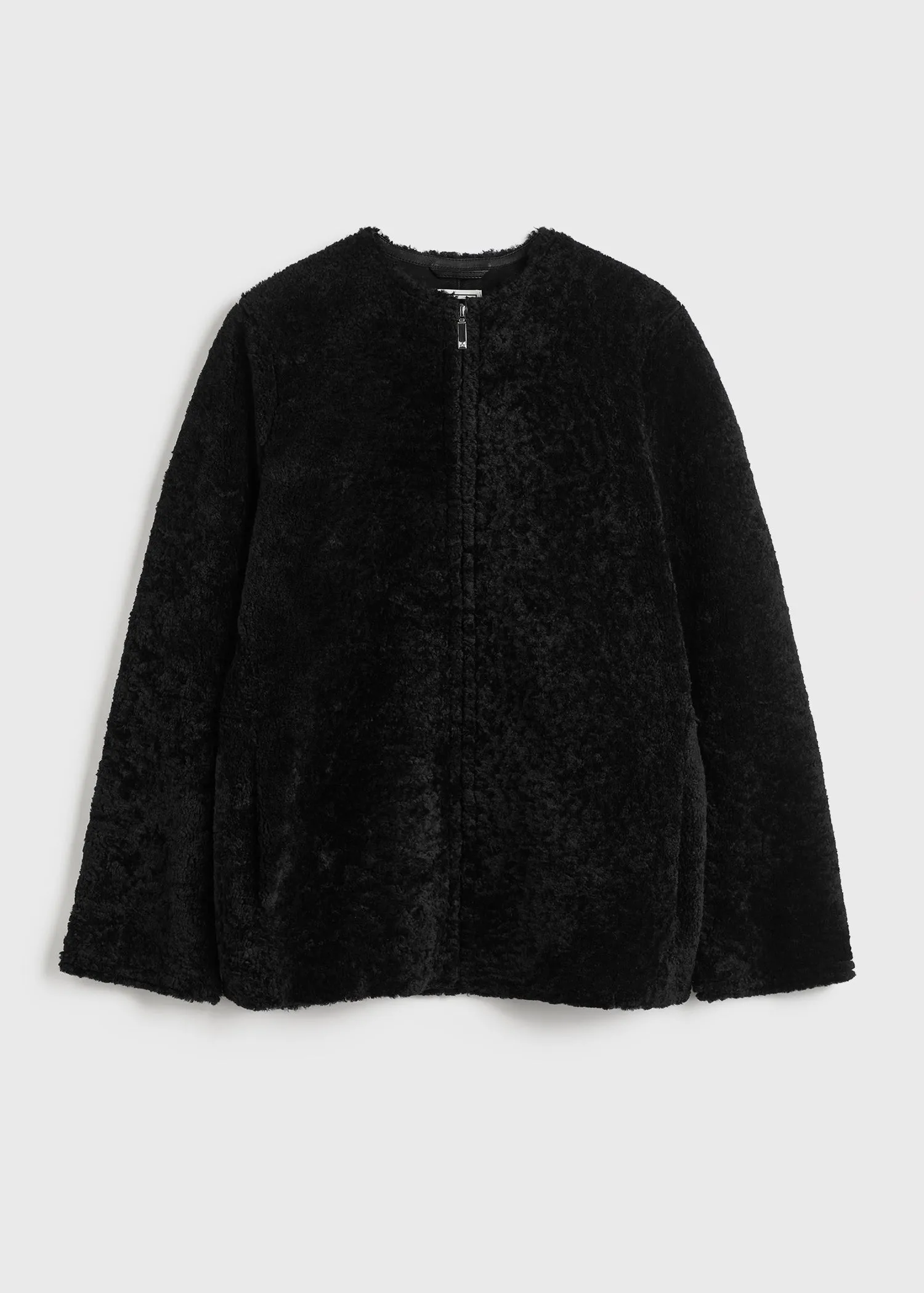 Zipped teddy shearling jacket black